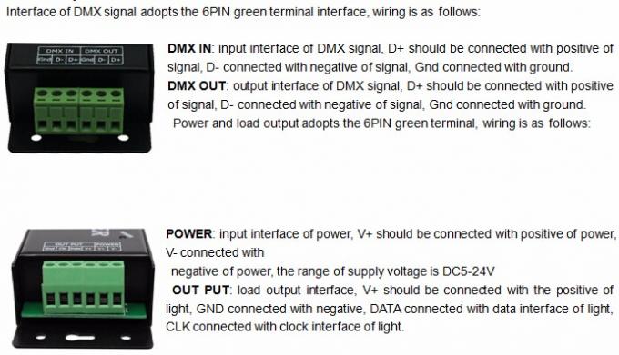 डीसी5वी 24वी डीएमएक्स टू एसपी पिक्सेल डिकोडर 3 पिन आरजीबी एलईडी स्ट्रिप नियंत्रण के लिए 0